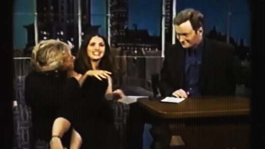 Dick by name, dick by nature. A photo of a CRT tv screen showing Salma Hayak being grabbed by Richard Branson on the set of Conan. Conan looks on with disgust.